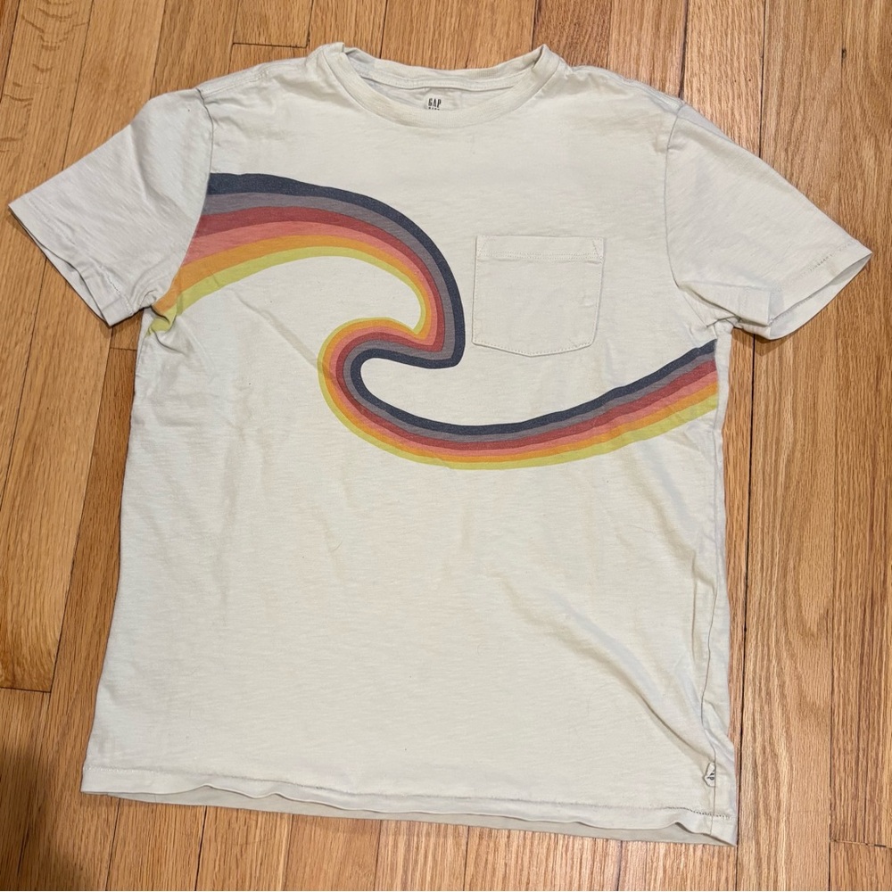 GAP Kids Cream Tee with Colorful Wave